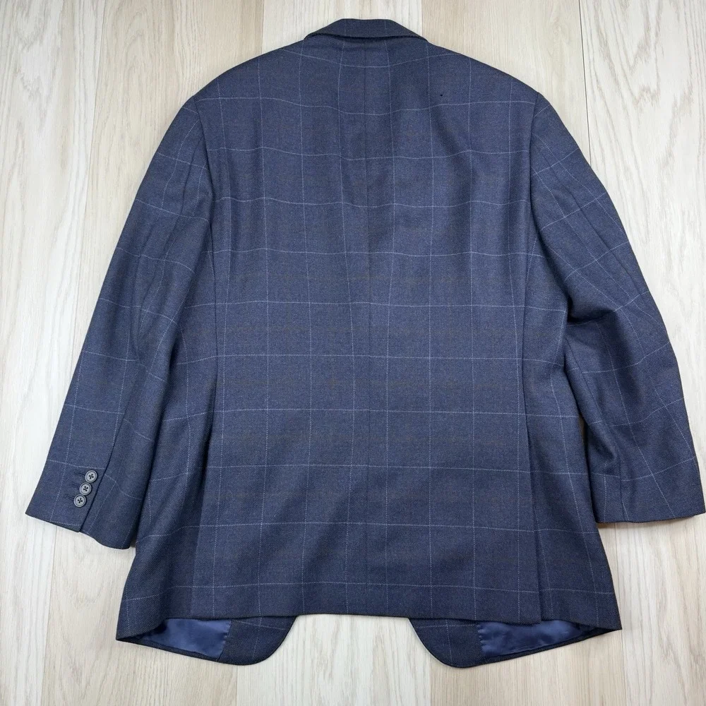 The Andover Shop Windowpane Sports Coat Blazer 2 Button Blue Mens Size 38 Short
